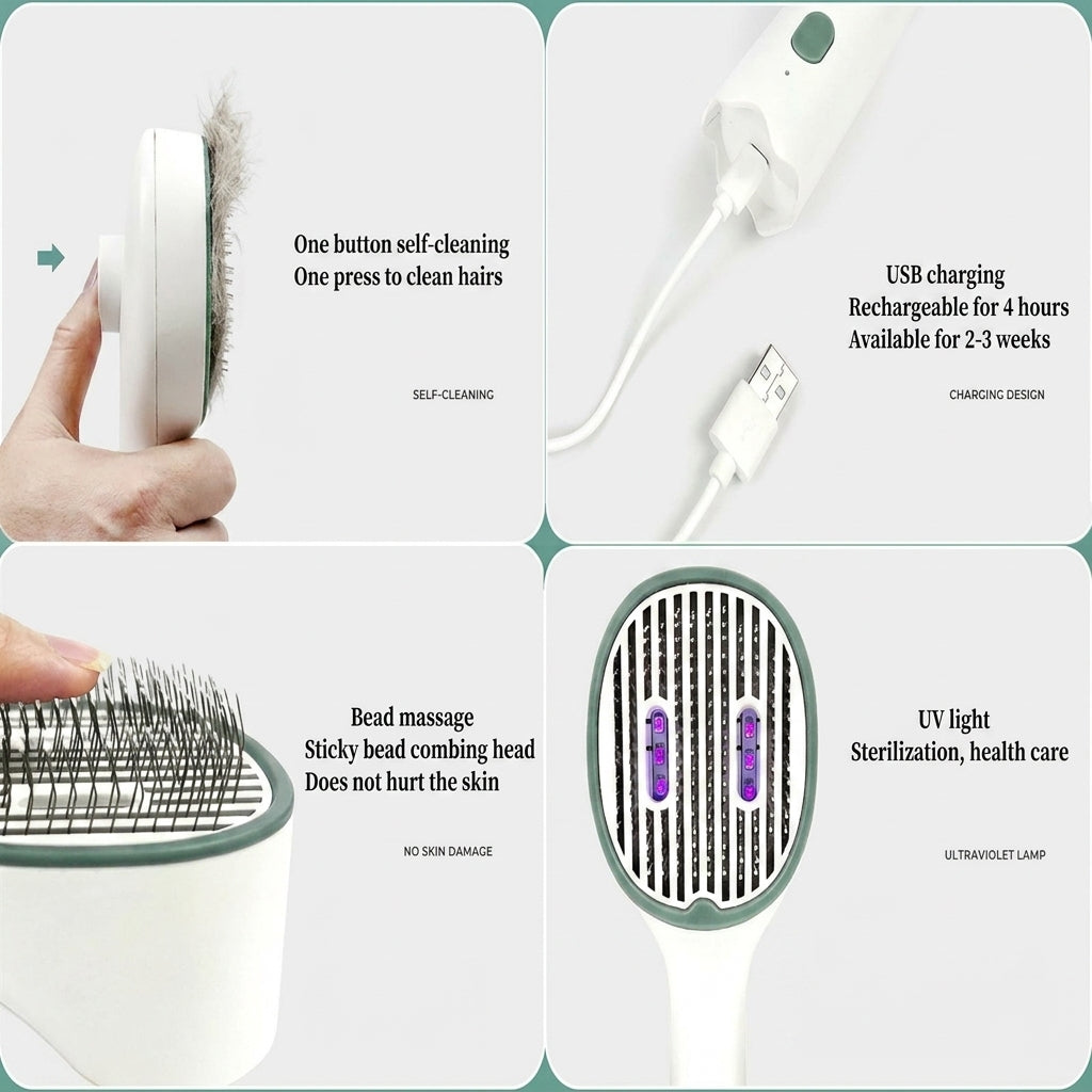 Feed&Flow™ UV Shield Self-Cleaning Grooming Brush - UVC Sterilization