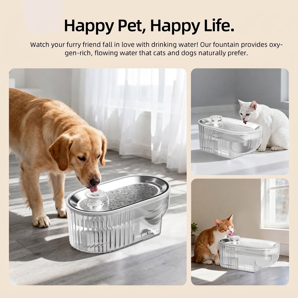 Feed&Flow™ PureStream Wireless Pet Fountain - 2L, Ultra-Quiet Filter