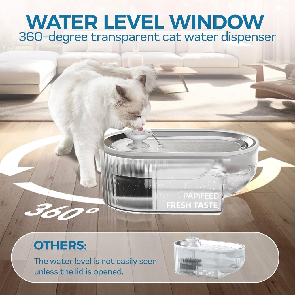 Feed&Flow™ PureStream Wireless Pet Fountain - 2L, Ultra-Quiet Filter